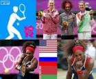Kadınlar erkekler Tenis podyum, Serena Williams (ABD), Maria Sharapova (Rusya) ve Victoria Azarenka (Belarus) - Londra 2012-